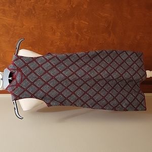 Romeo + Juliet Couture Burgundy/Black/White knit high neck sleeveless dress - S